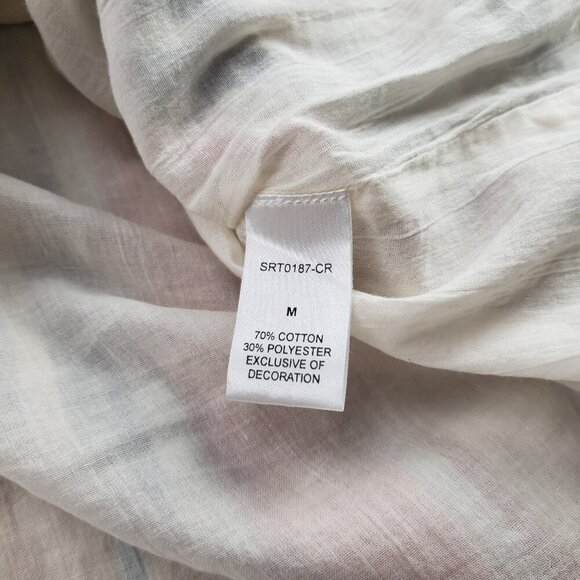 THML Vertical Striped Sleeveless Dress Womens Medium Cream High Neck Embroidered - Picture 9 of 11